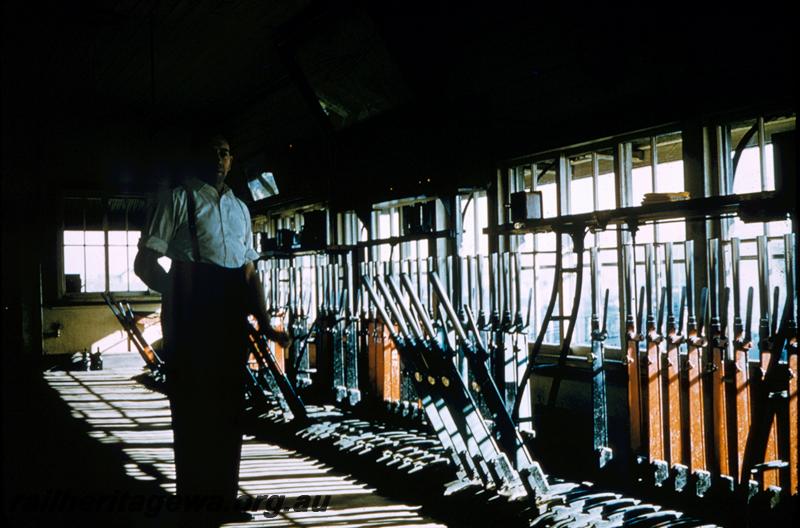 T00277
Signal box, interior view with signalman
