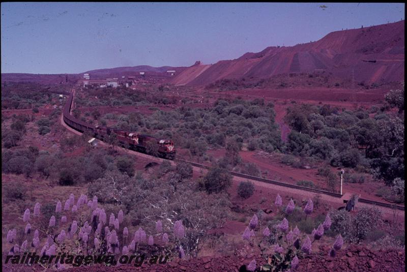 T00877
Mount Newman Mining Alco M636 class loco, on iron ore train
