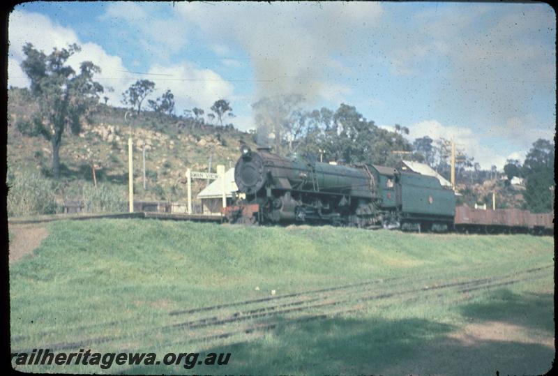 T03167
V class, Swan View, ER line, shows disused sidings in foreground, goods train
