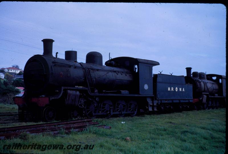 T03639
MRWA loco D class 19, Belmont Branch, Bayswater, awaiting scrapping, front and side view
