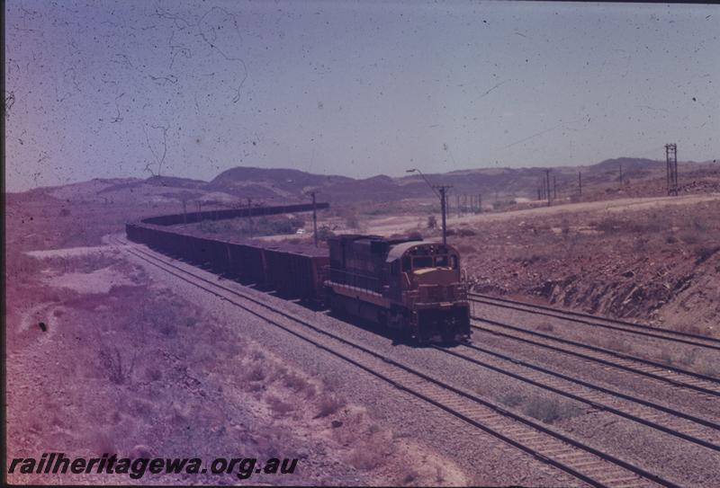 T04048
Hamersley Iron Alco loco C636 class 2011, renumbered to 3011 in 1972, loaded train Parker Point, Dampier, RIO line
