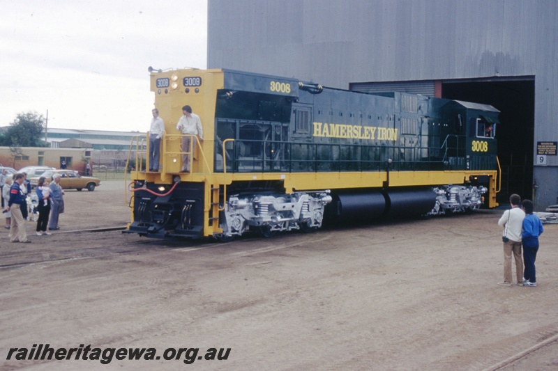 T05539
Hamersley Iron Alco rebuild 3008 at Comengs's works Bassendean. Rear view
