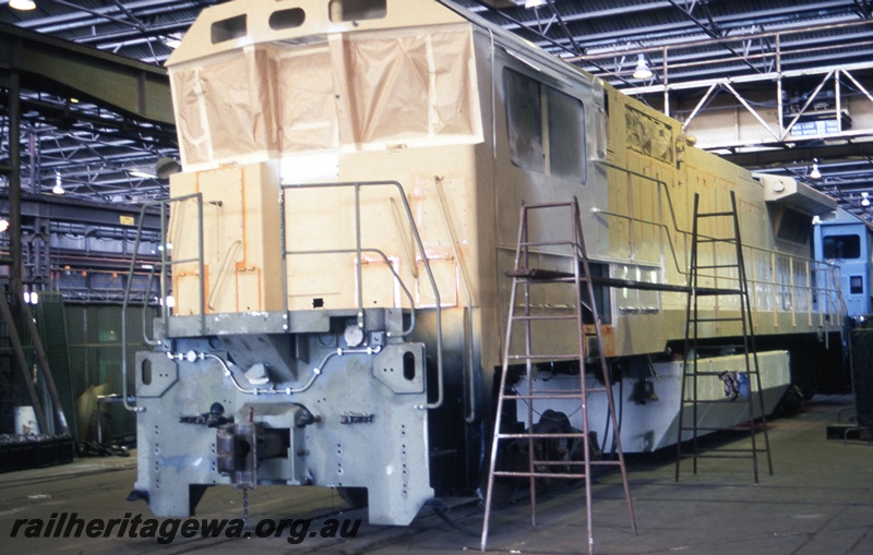 T05546
Hamersley Iron Alco rebuild - under construction at Comengs works Bassendean.   
