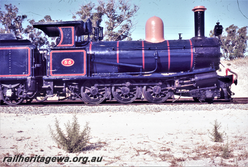 T05604
G class 55  restored at Naval Base waiting to be moved by road  to Rockingham Beach. SWR line 
