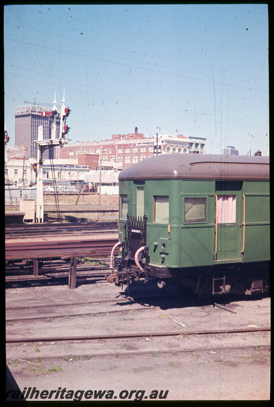 T06638
ALT Class 5 track recorder car, green livery, ex-ASA Class 445 Sentinel steam railcar, semaphore bracket signal, Perth Yard, ER line
