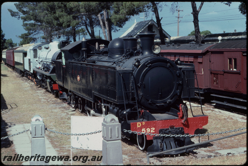 T07680
DD Class 592, W Class 953, grey undercoat, on display, Rail Transport Museum, Bassendean
