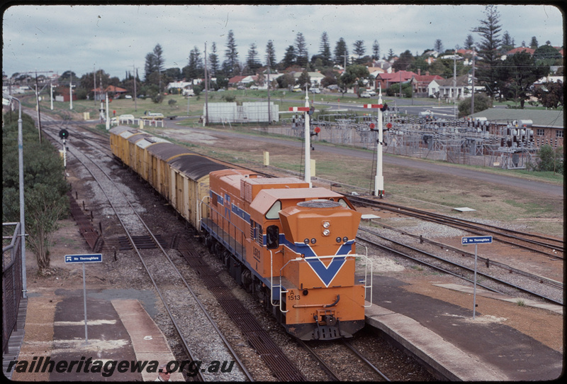 T07756
A Class 1513, Down goods train, coming off bi-directional freight line from Leighton, semaphore signals, searchlight signal, point rodding, platforms, 