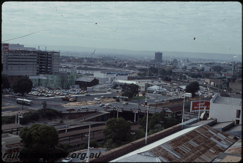 T07934
Overview of east of City Station, Perth Box C signal cabin, Barrack Street Bridge, ER line

