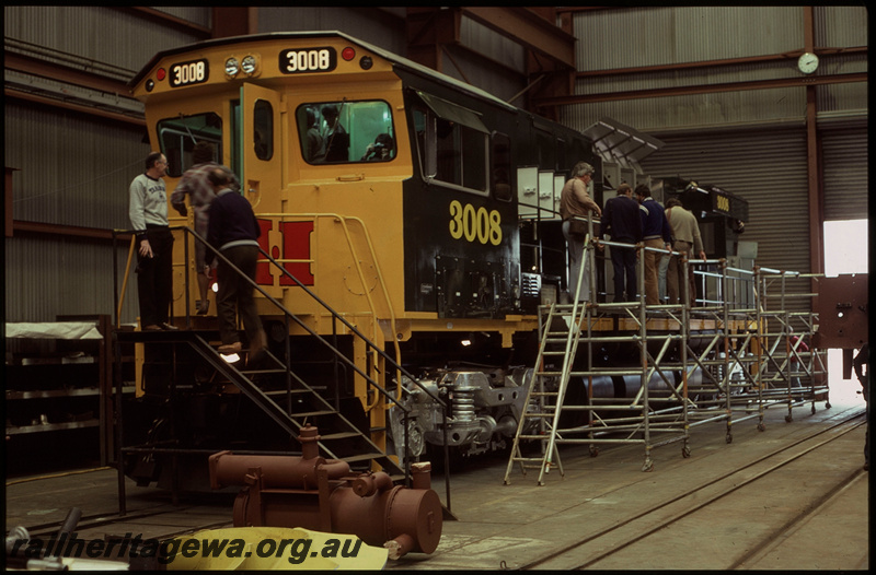 T07962
Hamersley Iron ALCo C-636 3008 recently rebuilt, ARHS tour, Commonwealth Engineering, Bassendean
