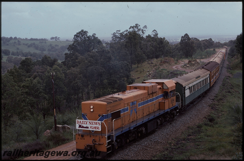 T07976
A Class 1514, Down hired passenger special to Jarrahdale, Daily News Watsonia Flyer, headboard, Jarrahdale Line
