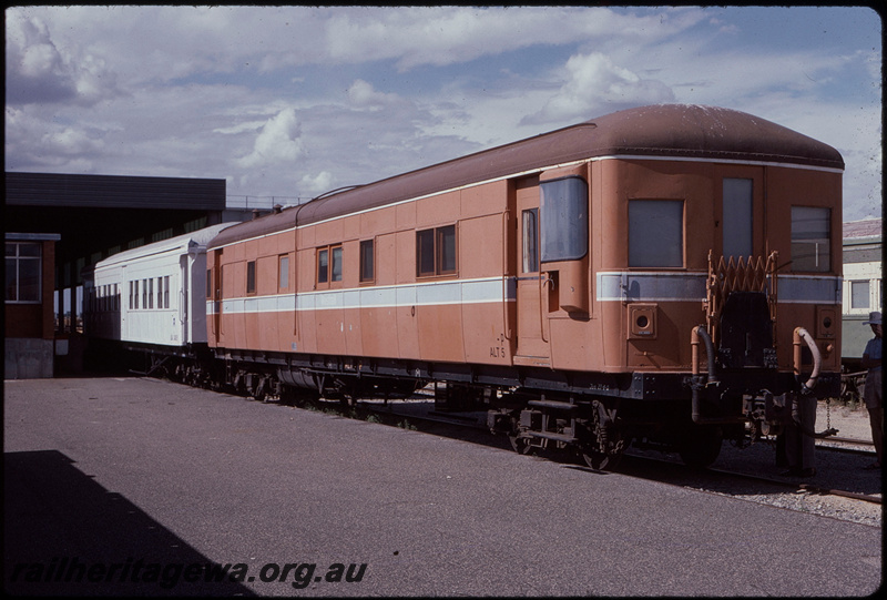 T08027
ALT Class 5 (ex-ASA Class 445), AQA Class 343 ambulance carriage, stabled, Forrestfield
