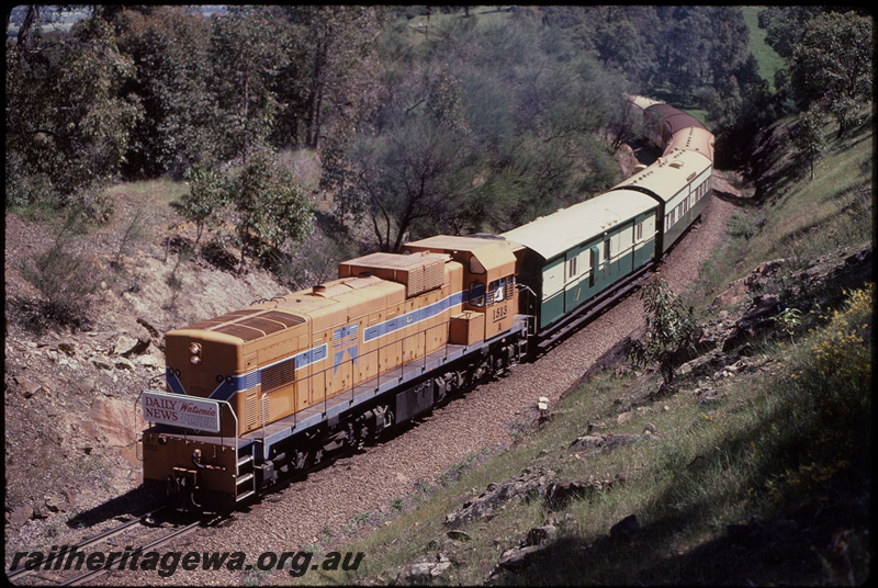 T08102
A Class 1513, Down Daily News Watsonia Flyer passenger special, headboard, Jarrahdale line
