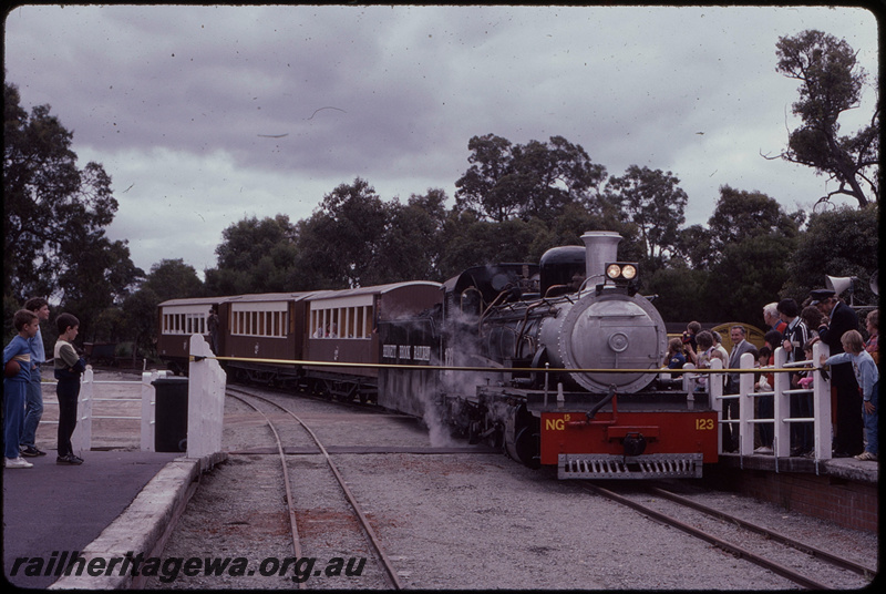 T08254
NG15 Class 123, official opening of Whiteman Park and first public run of locomotive following restoration, Central Station (now Whiteman Village Junction Station), Bennett Brook Railway, Whiteman Park
