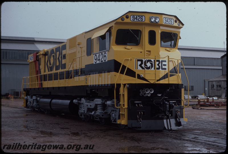 T08292
Cliffs Robe River Iron Associates ALCo C636R 9426, freshly rebuilt from Conrail C636 6782 (originally Pennsylvania Railroad 6332), Comeng, Bassendean
