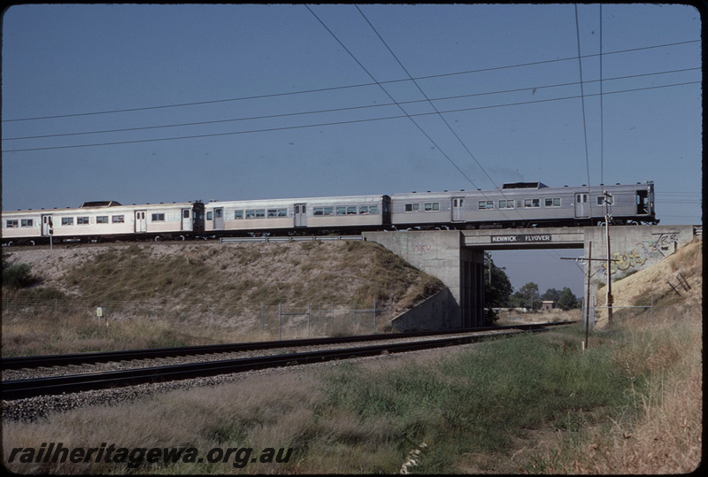T08304
ADK/ADB/ADK/ADB Class railcar set, Up suburban passenger service, Kenwick Flyover, between Kenwick and Beckenham, SWR line
