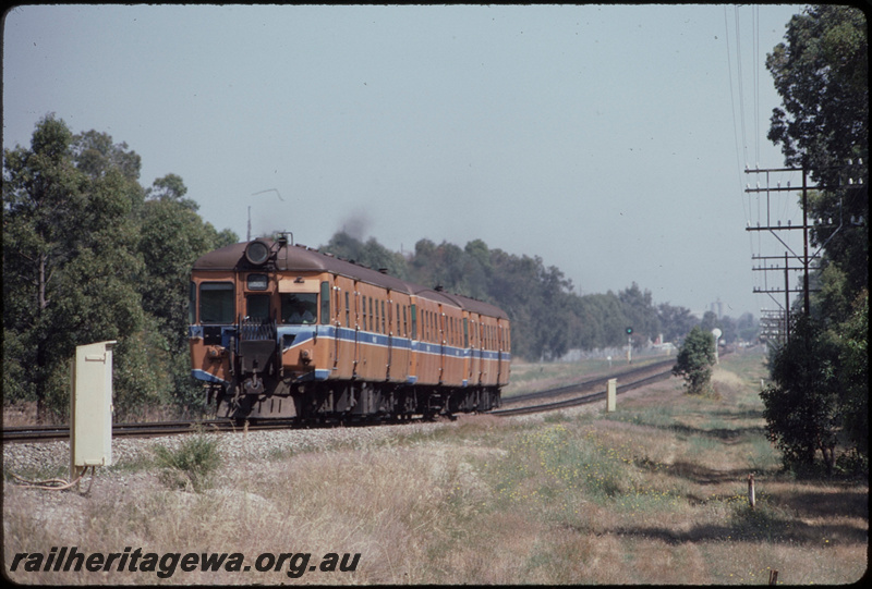 T08306
ADG/ADA/ADG Class railcar set, Down suburban passenger service, between Beckenham and Kenwick, approaching Kenwick Flyover, SWR line
